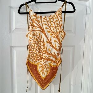 Women's Silk Y2K Printed Handkerchief Bandana Open Back Top